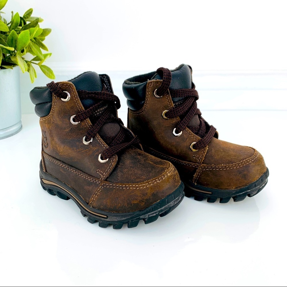 Timberland Toddler’s Brown Leather Spring Hiking Ankle Boots - Size 6
